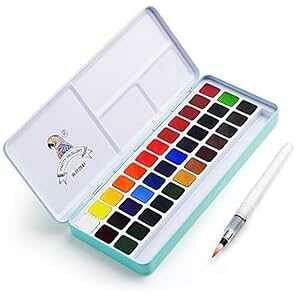 Lightwish MeiLiang Watercolor t Set, 36 Vivid Colors in Pocket Box with Metal Ring and Bonus Watercolor Brush, Perfect for Students, Kids, Beginners & More