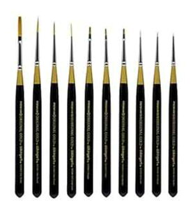 KINGART 1000E IWi S[f ^N ~j 10 {Zbg yCg uV Zbg ubN/S[h/Vo[ KINGART 1000E Original Golden TAKLON Mini Set of 10 t Brush Set, Black/Gold/Silver
