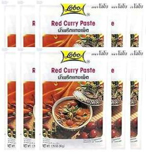 1.76IXi10pbNjAbhJ[A{^CbhJ[y[Xg - MSGsgpAۑsgpAFsgpi10pbNj 1.76 Ounce (Pack of 10), Red Curry, Lobo Thai Red Curry Paste - No MSG, N