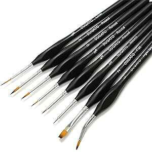 DUGATO Fine Detail t Brush Set 8pcs, Tiny Professional Micro Miniature ting Brushes Kit with Ergonomic Handle for Acrylic, Oil, Watercolor, Art, Scale Model, Face, t by Numbers (VIII)