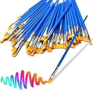 DOMMARE 30Pcs Small t Brushes Bulk Kids Flat Nylon Hair with Wooden Handle Acrylic Oil Watercolor ting Brushes for Students, Children and Adult