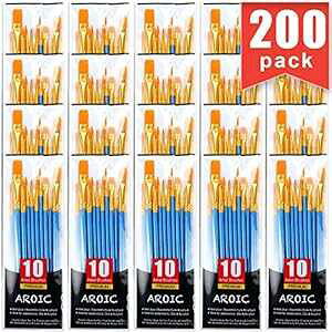 AROIC ting Brush Suit, 20 Packs /200 Pieces, Nylon Brush Head, Suitable for Oil and Watercolor, Perfect Suit of Art ting, Best Gift for ting Enthusiasts.