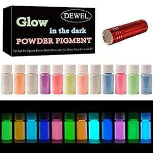 DEWEL 12 J[pbN O[CU_[NsOgpE_[ - e 20gAv 240g DEWEL 12 Color Pack Glow in The Dark Pigment Powder - 20g Each, 240 g Total