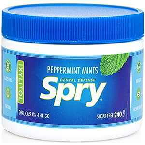 Spry Xylitol Peppermint Sugar Free Candy - Breath Mints That Promote Oral Health, Dry Mouth Mints That Increase Saliva Production, Stop Bad Breath, 240 Count (Pack of 1)