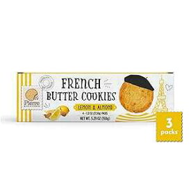 Pierre Biscuiterie French Butter Cookies with Lemon & Almond 5.29 Ounce Box (Pack of 3)