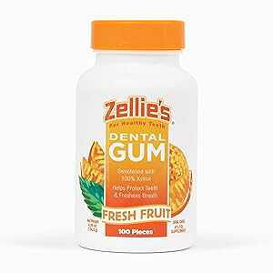Zellies Zellie's 100% Xylitol Sugar Free Fresh Fruit Chewing Gum Fresh Fruit Flavor (100 Count (Pack of 1))