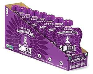 Mamma Chia Organic Vitality Squeeze Snack, Blackberry Bliss, 16- 3.5 Ounce Chia Vitality Snack, USDA Organic, Non-GMO, Vegan, Gluten Free, and Kosher. Fruit and Vegetables with only 70 Calories