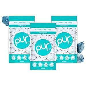PUR Gum Aspartame Free Chewing Gum 100% Xylitol Natural Wintergreen Flavored Gum, 55 Pieces (Pack of 3)
