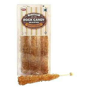 Extra Large Rock Candy Sticks: 12 Brown Rock Candy Sticks - Root Beer - Individually Wrapped for Party Favors, Candy Buffet, Showers, Receptions, Old Fashioned Espeez Bulk Candy on a Stick