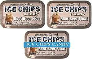 ICE CHIPS Xylitol Candy Tins (Root Beer Float, 3 Pack) - Includes BAND as shown