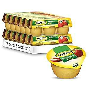 Mott's Applesauce, 4 Oz Cups, 72 Count (12 Packs Of 6), No Artificial Flavors, Good Source Of Vitamin C, Nutritious Option For The Whole Family
