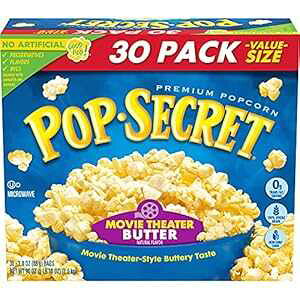 Pop Secret |bvR[Afٗpo^[A3 IX̓dqWpobOA30  Pop Secret Popcorn, Movie Theater Butter, 3 oz Microwave Bags, 30Count