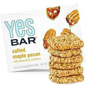 The YES Bar YES Bar Salted Maple Pecan Plant Based Protein, Decadent Snack Bar Vegan, Paleo, Gluten Free, Dairy Free, Low Sugar, Healthy Snack, Breakfast, Low Carb, Keto Friendly (6 Count)