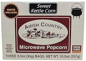 Amish Country Popcorn Old Fashioned Microwave Popcorn Non-GMO, Gluten Free, Microwaveable and Kosher (Sweet Kettle Corn, 3 Pack)