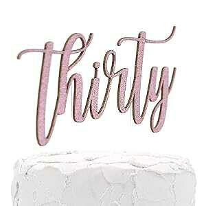 NANASUKO 30΂̒aP[Lgbp[ - 30 - ʃxr[sNOb^[ - v~Ai č NANASUKO 30th Birthday Cake Topper - thirty - Double Sided Baby Pink Glitter - Premium quality Made in USA
