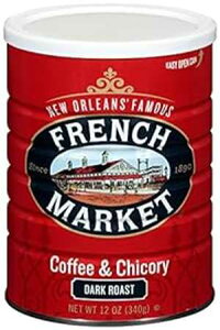 French Market Coffee, Coffee and Chicory, Dark Roast Ground Coffee, 12 Ounce Metal Can