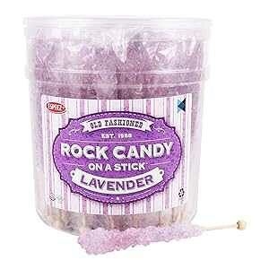 Espeez Extra Large Rock Candy Sticks: 36 Tutti-Frutti Lollipop - Lavender Crystal Rock Candy Sticks - Individually Wrapped - Party Favors for Candy Buffet, Birthdays, Weddings, Receptions and Baby Shower