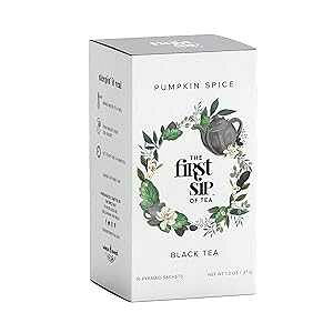 Pumpkin Spice Tea Bags - Black Tea with real Pumpkin, Cinnamon & Spices, Caffeine - 16 Cups The Spice Hut, First Sip of Tea