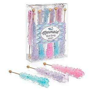 Candy Envy - Mermaid Rock Candy Sugar Sticks - 10 Individually Wrapped Treats - Pink, Light Blue, Lavender Party Favors Candy Envy - Mermaid Rock Candy Sugar Sticks - 10 Individually Wrapped Treats - Pink, Light Blue