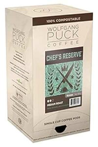 Wolfgang Puck CoffeeAVFtY U[uA~fBA [XgA9.5 O |bhA18 JEg (3 pbN) Wolfgang Puck Coffee, Chef's Reserve, Medium Roast, 9.5 Gram Pods, 18-Count (Pack of 3)