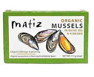 Matiz Espana �I�[�K�j�b�N���[���L�̃G�N�X�g���o�[�W���I���[�u�I�C���ƃA�b�v���T�C�_�[�r�l�K�[�Ђ� (4�I���X) �X�y�C���A�K���V�A�C�ݎY (4�I���X (1�p�b�N)) Matiz Espana Organic Mussels in Extra Vi