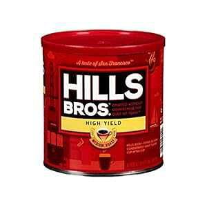 Hills Bros High Yield Ground Coffee, Medium Roast, 30.5 Oz. Can Full-Bodied Rich Coffee Taste, Balanced for Optimum Caffeine