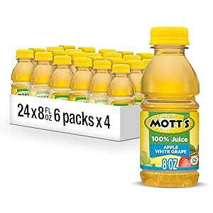8 Fl Oz (Pack of 24), Apple White Grape, Mott's 100% Apple White Grape Juice, 8 Fl Oz Bottles, 24 Count (4 Packs Of 6), No Added Sugar, Excellent Source Of Vitamin C, 2 Servings Of Fruit Per Bottle, G