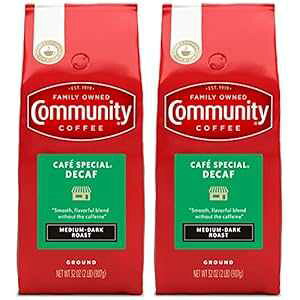 Community Coffee Cafe XyV fJtF 64 IXA~fBA _[N[Xg OEh R[q[A32 IX obO (2 pbN) Community Coffee Caf Special Decaf 64 Ounces, Medium Dark Roast Ground Coffee, 32
