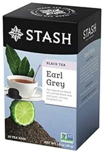 Stash Tea アールグレイ紅茶、ホイル入りティーバッグ 20 個 (6 個パック) フルカフェインティー、ベルガモット入り紅茶、ホットまたはアイスでお楽しみください Stash Tea Earl Grey Black Tea, 20 Count