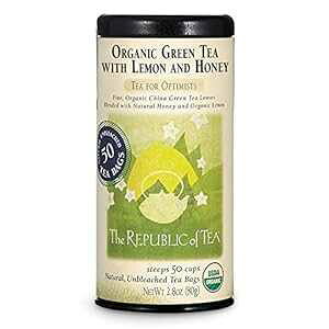 The Republic of Tea L@Β Ƃ݂͂ 50 eB[obO The Republic of Tea Organic Green Tea With Lemon And Honey, 50 Tea Bag Tin