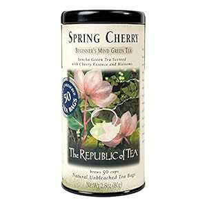 ga tΒ 50eB[obO The Republic of Tea Spring Cherry Green Tea, 50 Tea Bag Tin