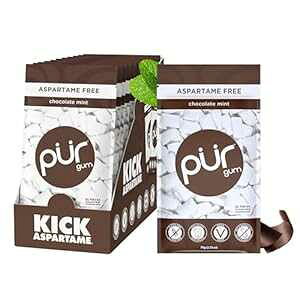 PUR Gum Aspartame Free Chewing Gum 100% Xylitol Natural Chocolate Mint Flavored Gum, 55 Pieces (Pack of 12)