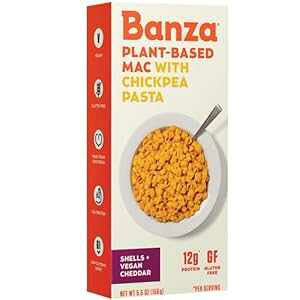 Banza `F_[}bN & `[YЂ悱pX^AOet[A5.5 IX (6 pbN) Banza Cheddar Mac & Cheese Chickpea Pasta, Gluten Free, 5.5 Ounces (Pack Of 6)