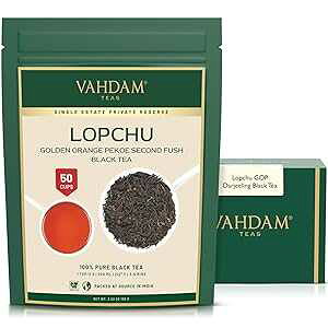 Lopchu Golden Orange Black Tea, VAHDAM, Second Lopchu Golden Orange Pekoe Black Tea 40+ cups, 3.53 oz Pure 100% Unblended Darjeeling Black Tea Loose Leaf Single Estate Tea