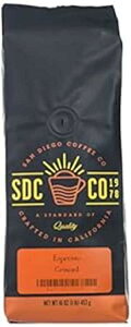 TfBGSR[q[GXvb\A_[N[XgAӁA16IXobOi2pbNj San Diego Coffee Espresso, Dark Roast, Ground, 16-Ounce Bags (Pack of 2)