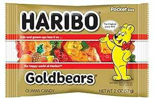 �n���{�[ �O�~ �L�����f�B�A�S�[���h�x�A�A2 �I���X (24 �p�b�N) Haribo Gummi Candy, Goldbears, 2 Ounce (Pack of 24)
