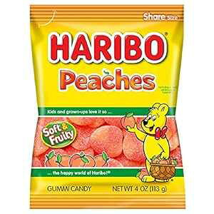 �n���{�[ �O�~ �L�����f�B�A���A4 �I���X �o�b�O(12����) Haribo Gummi Candy, Peaches, 4 oz. Bag (Pack of 12)