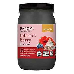 p~ nCrXJX x[ I[KjbN n[u eB[AVOl`[ W[A15 JEg (6 pbN) Paromi Hibiscus Berry Organic Herbal Tea, Signature Jar, 15 Count (Pack of 6)