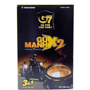 Trung Nguyen - G7 Strong X2 Gu Manh - 3 in 1 Instant Coffee - Double Strength w/Non-dairy Creamer and Sugar - Strong and Bold - Instant Vietnamese Coffee (12 Single Serve Packets) Trung Nguyen G7 Strong X2 Gu Manh