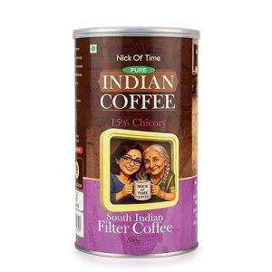 Nick of Time South Indian Filter Coffee (85% Coffee, 15% Chicory) / Arabica AA Grade Dark Roast / Enjoyed Across 14 Countries for 10+ Years / (500g / 17.63 oz)