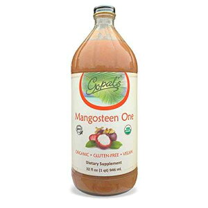 Mangosteen One / 100% Pure Organic Mangosteen Juice - 32oz Glass Bottle (1qt) / Xanthone, Vitamin & Antioxidant Rich Whole Superfruit - Gluten-Free, Vegan Supplement / Gopal's Healthfoods