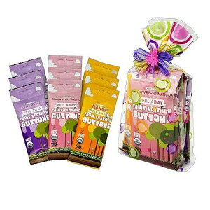 Gift Set of Trader Joe's Organic Fruit Leather Buttons Peel Away Variety Pack 3 Flavors(Mango, Strawberry-Mango, Grape-Mango) 3 Each (9-Piece Set) Tasty Kitchen Gift Set of Trader Joe's Organic Fruit Leather Buttons
