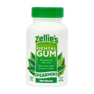 Zellies Zellie's 100% Xylitol Sugar Free Spearmint Chewing Gum Spearmint Flavor (100 Count (Pack of 1))