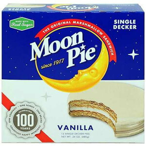 MoonPie Single Decker Vanilla Marshmallow Sandwich - 24 Ounce (Pack of 8) / Vanilla Covered Graham Cracker & Marshmallow Pie Moon Pie MoonPie Single Decker Vanilla Marshmallow Sandwich - 24 Ounce (Pack of 8) / Vanil