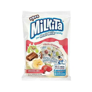 Milkita Creamy Shake Lollipop Bag, Gluten Free Chewy Candies with Calcium & Real Milk, Low-Sugar, Assorted Flavors (Strawberry, Chocolate, Honeydew, Banana), 15 Pcs