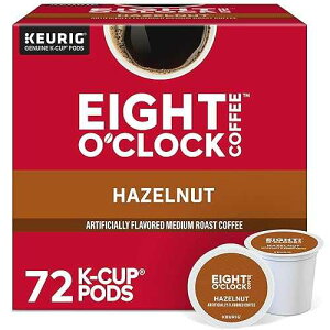 Eight O'Clock Coffee Hazelnut, Keurig Single Serve K-Cup Pods, Medium Roast, 72 Count (Pack of 1)
