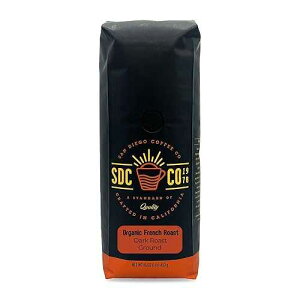 San Diego Coffee Organic French Roast, Dark Roast, Ground Coffee 16-Ounce Bag Cafe molido tostado