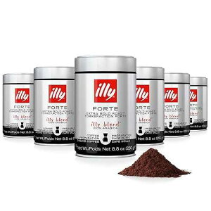 illy Drip Coffee - Ground Coffee - 100% Arabica Ground Coffee Forte Extra Dark Roast - Notes of Dark Chocolate & Toasted Bread Aroma - No Preservatives Rich & Strong 8.8 Ounce, 6 Pack