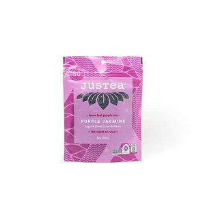 JusTea PURPLE JASMINE Loose Leaf Purple Tea Recyclable Refill Pouch 40+ Cups (3.2oz) Low Caffeine Award-Winning Fair Trade Non-GMO