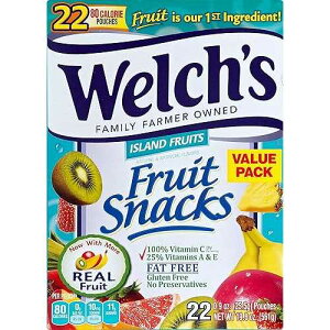 Welch'sAACh t[cAt[c XibNA22 A19.8 IX {bNX (2 pbN) Welch's, Island Fruits, Fruit Snacks, 22 Count, 19.8oz Box (Pack of 2)